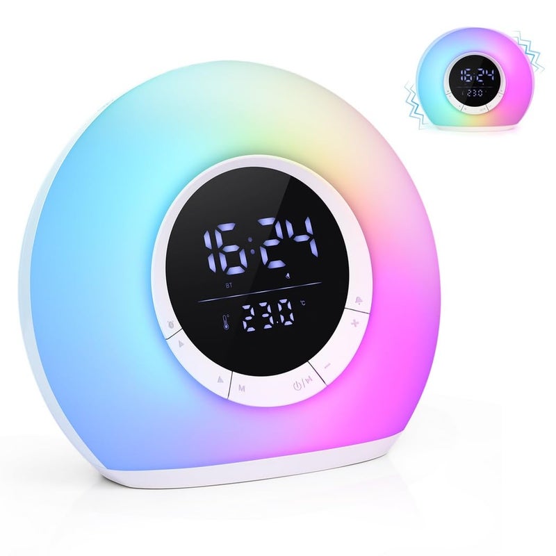 ساعة منبه تدريب الأطفال على الاستيقاظ مع ضوء مزاجي صوتي RGB قابل للتعديل في السطوع - Image 2