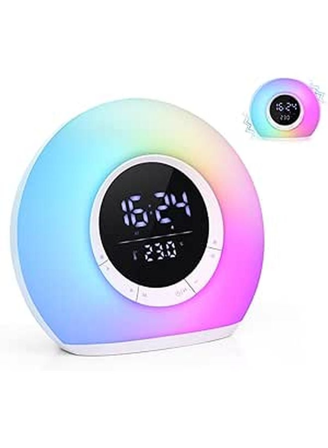 ساعة منبه تدريب الأطفال على الاستيقاظ مع ضوء مزاجي صوتي RGB قابل للتعديل في السطوع - Image 1