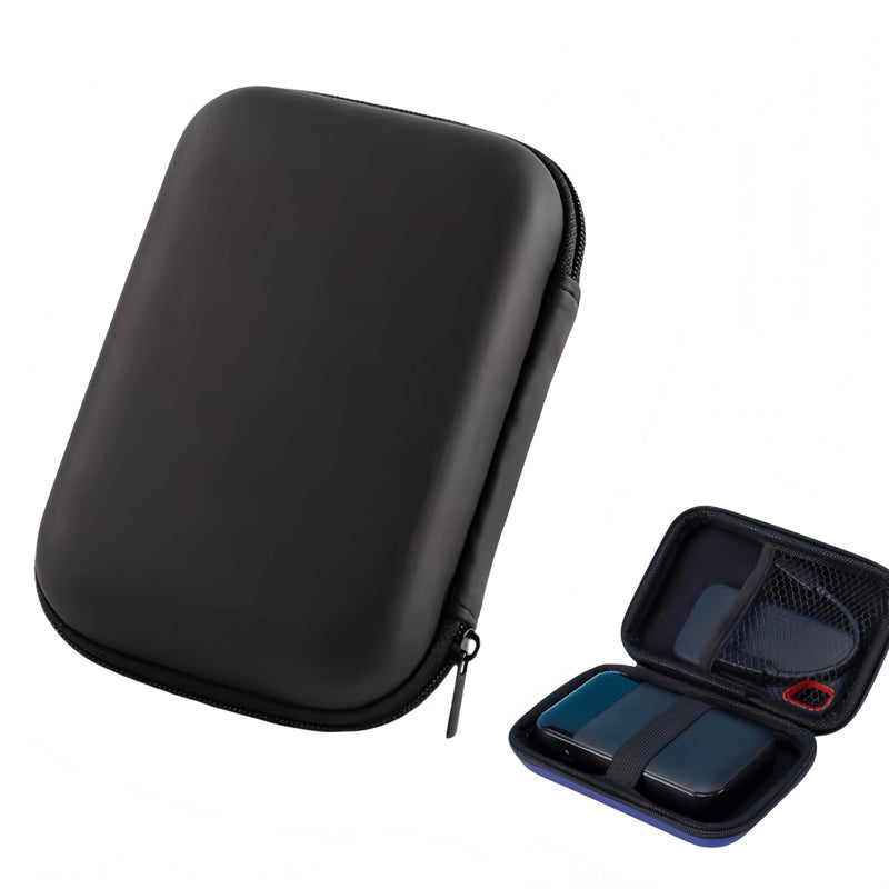 Case for External Hard Drives 2.5 External Hard Drive Protection Shockproof Hard Shell Case (Black), Case for 2.5 Inch Hard Drives and SSDs, Soft Lining, Hard EVA Case, Interior Mesh Pockets