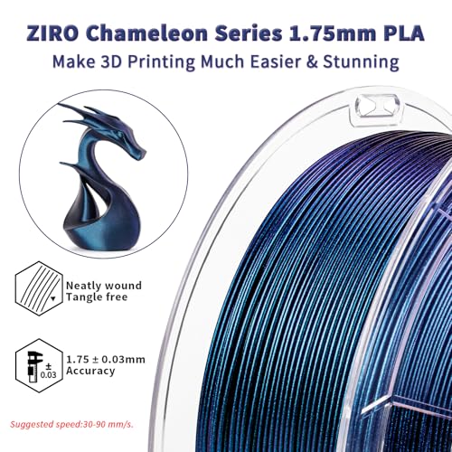 ZIRO Glitter PLA Filament 1.75mm, 3D Printer Filament Shiny Sparkle PLA, Chameleon Series 1KG/2.2lbs Spool, Super Twinkle Effect Material, Fit Most FDM 3D Printers, Peacock Teal Luster - Image 3