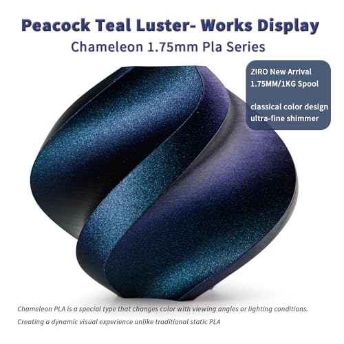 ZIRO Glitter PLA Filament 1.75mm, 3D Printer Filament Shiny Sparkle PLA, Chameleon Series 1KG/2.2lbs Spool, Super Twinkle Effect Material, Fit Most FDM 3D Printers, Peacock Teal Luster - Image 2