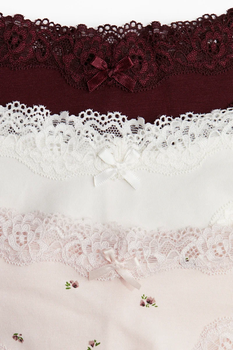 H&M 5-pack cotton and lace Brazilian briefs