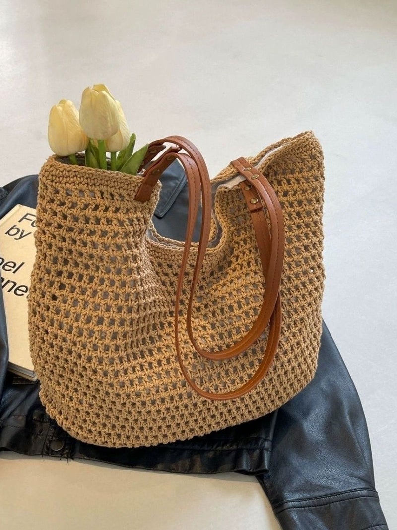 Commuting Large Capacity Straw Bag Woven Women'S Summer Stylist All-Match Shoulder Bag Beach Tote Bag - Image 2