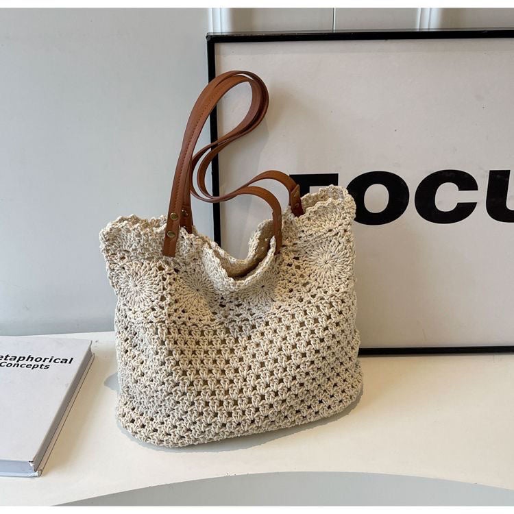 Commuting Large Capacity Straw Bag Woven Women'S Summer Stylist All-Match Shoulder Bag Beach Tote Bag - Image 1