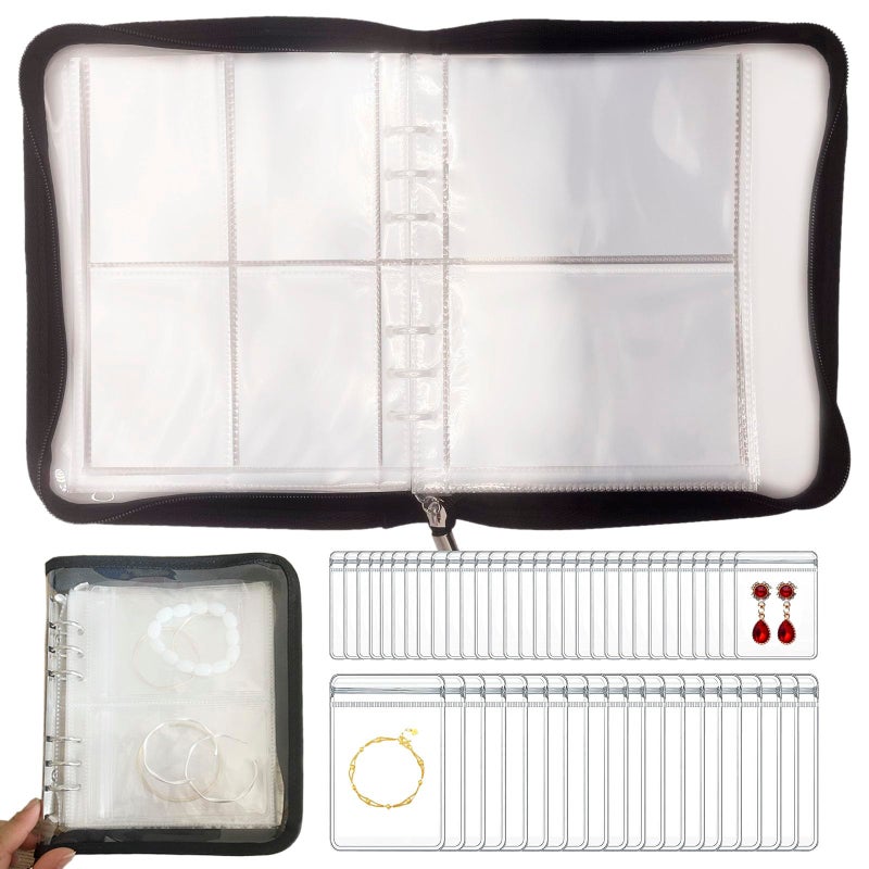 HSLFUAI Transparent Travel Jewelry Organizer Book â€“ Portable Jewelry Storage Case with Clear Pouches for Necklaces, Rings, Earrings â€“ Compact Jewelry Holder for Women and Travel - Image 1