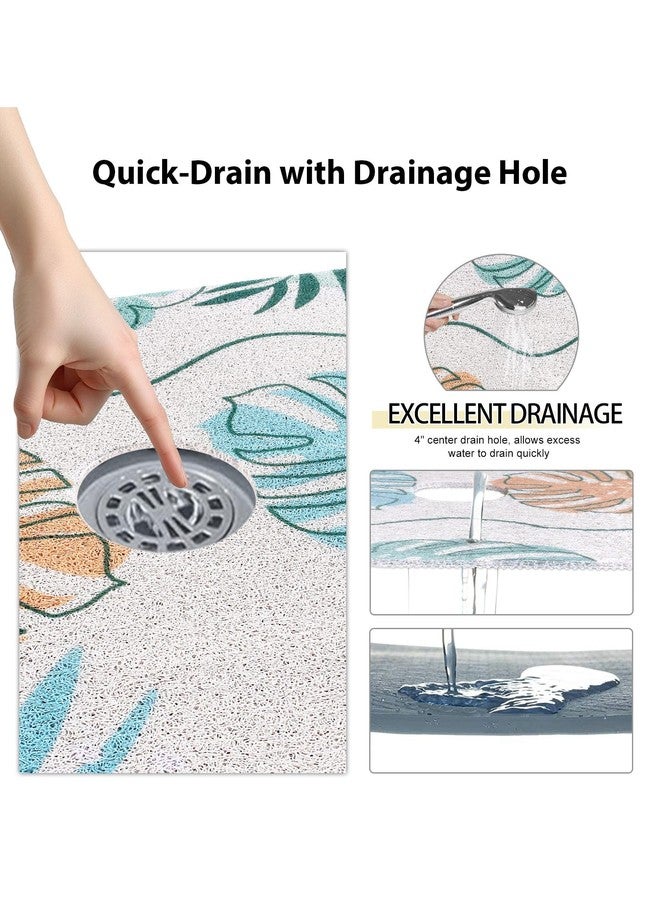 Yonala Large Square Shower Mat, Yonala 36 x 36 Inch Stylish Non Slip Shower Mats for Inside Shower with Drain Hole in Middle, Soft Trimmable PVC Loofah Anti Slip Shower Mat, Quick Drying - Image 5