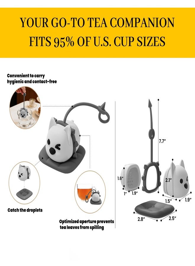 SJ cute tea infuser dog with Drip Tray, dog tea infusers for loose tea, BPA-Free Reusable Loose Leaf Tea Steeper-Stone Gray (Gray), Fun Gift for Tea Lovers & Dog Lovers, Cute Kitchen Gadget - Image 5