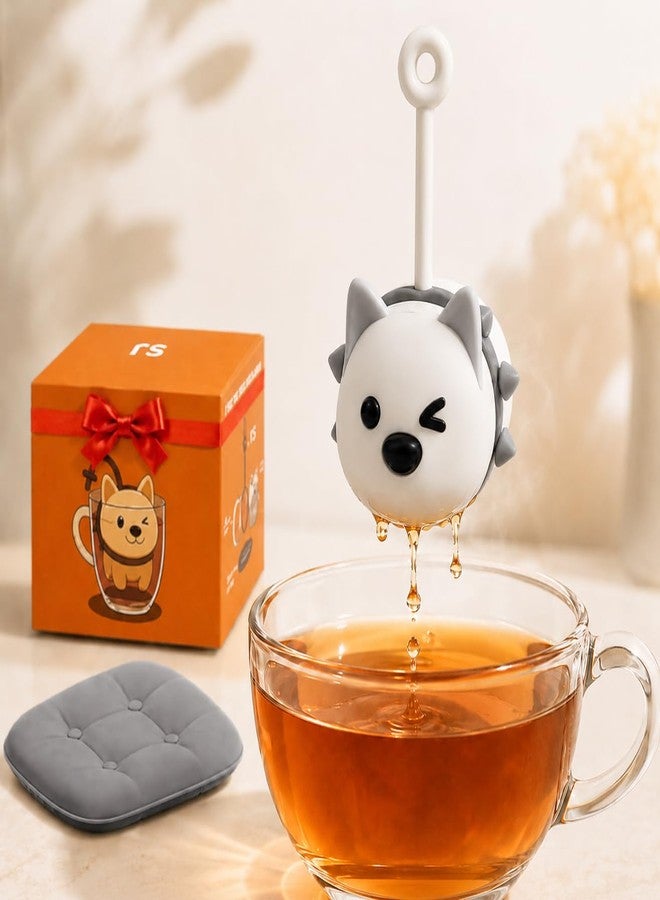 SJ cute tea infuser dog with Drip Tray, dog tea infusers for loose tea, BPA-Free Reusable Loose Leaf Tea Steeper-Stone Gray (Gray), Fun Gift for Tea Lovers & Dog Lovers, Cute Kitchen Gadget - Image 1