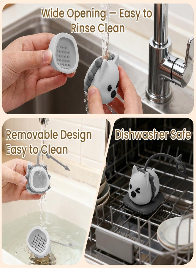 SJ cute tea infuser dog with Drip Tray, dog tea infusers for loose tea, BPA-Free Reusable Loose Leaf Tea Steeper-Stone Gray (Gray), Fun Gift for Tea Lovers & Dog Lovers, Cute Kitchen Gadget - Image 4