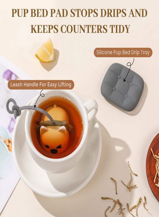 SJ cute tea infuser dog with Drip Tray, dog tea infusers for loose tea, BPA-Free Reusable Loose Leaf Tea Steeper-Stone Gray (Gray), Fun Gift for Tea Lovers & Dog Lovers, Cute Kitchen Gadget - Image 3