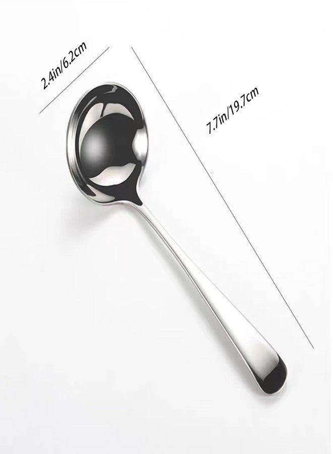 Zjunhm Small Ladle, Small Ladle for Sauce, 2-Piece Stainless Steel Gravy Soup Spoon, for Spooning Gravies and Sauces 7.7Inch (Color:Silver) - Image 5