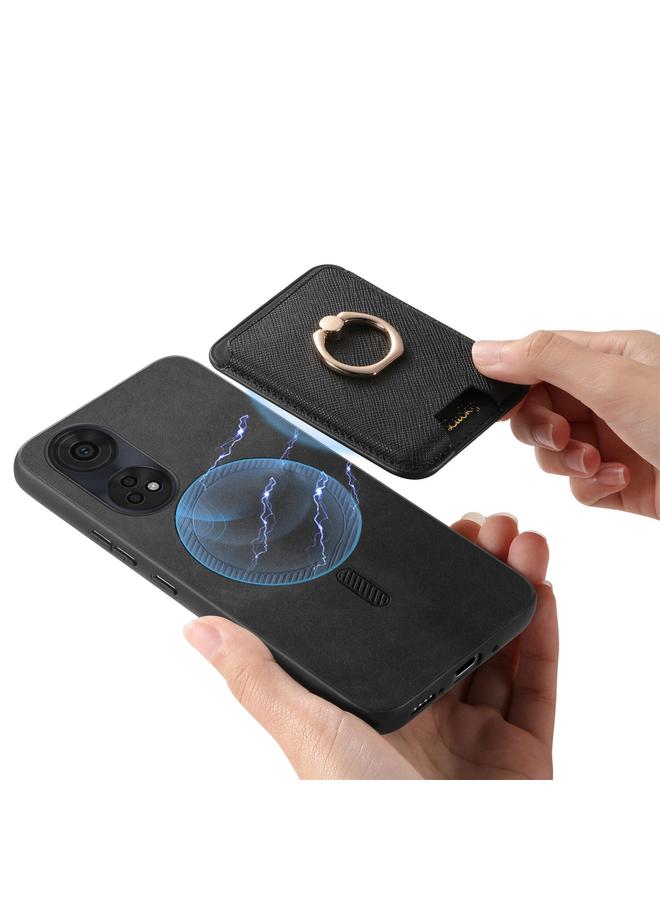 اس-توب جراب لهاتف OPPO Reno8 T 5G / A1 Pro بتصميم متقاطع من الجلد مع حلقة عمودية وحقيبة بطاقات MagSafe - Image 5