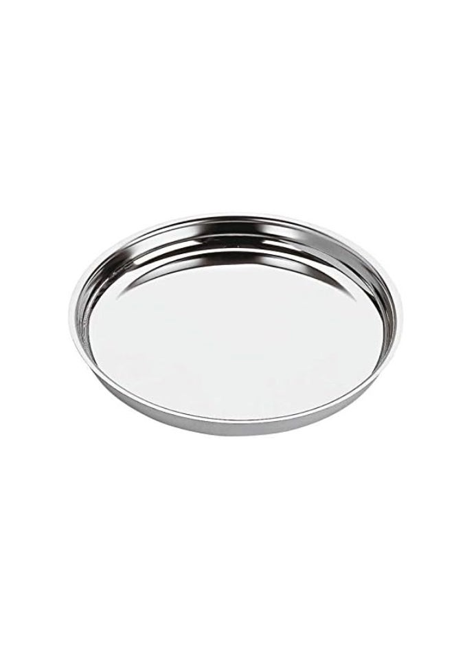 Ayda طبق عشاء من الفولاذ المقاوم للصدأ ثالي كومشا بحواف مطوية تشطيب مرآة 24 سم فضي - Image 1
