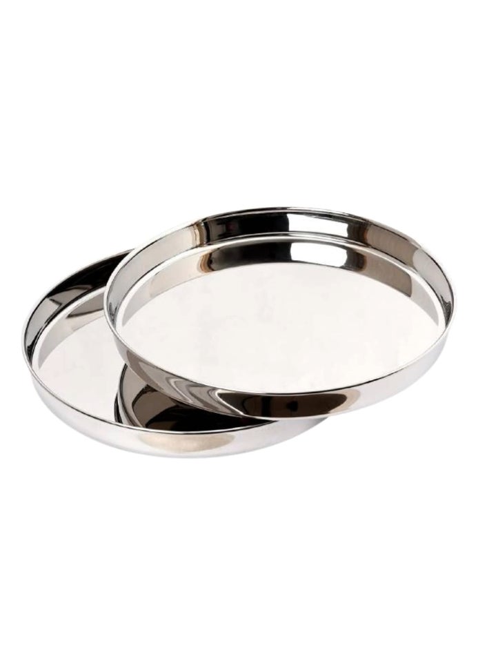 Ayda طبق عشاء من الفولاذ المقاوم للصدأ ثالي كومشا بحواف مطوية تشطيب مرآة 24 سم فضي - Image 3