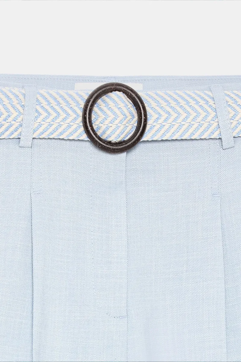 Dilvin Powder Blue DILVIN Pleated Straight-Leg Crepe Trousers for Women | Best Price UAE