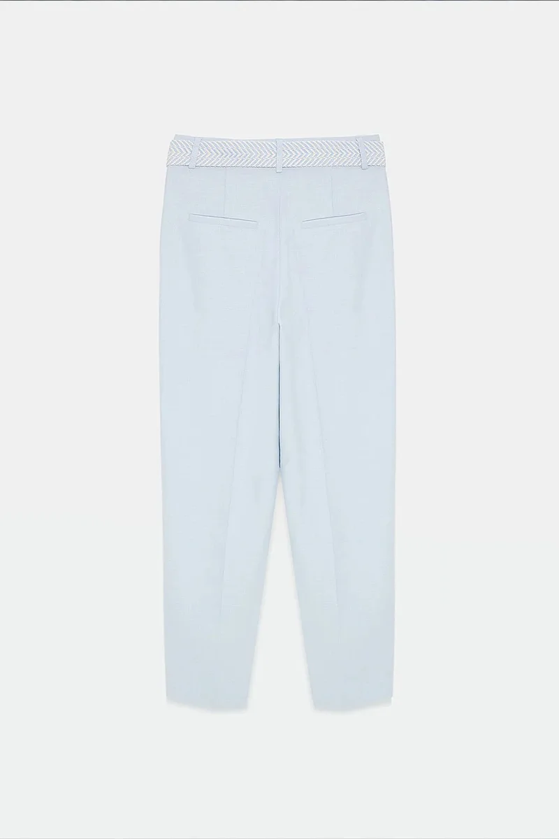 Dilvin Powder Blue DILVIN Pleated Straight-Leg Crepe Trousers for Women | Best Price UAE