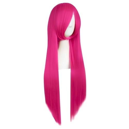 MapofBeauty 32 Inch/80 cm Long Straight Anime Costume Cosplay Wig Party Wig (Hot Pink) - Image 2