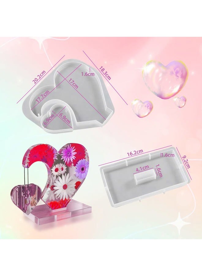 Evlution Heart Resin Mold 3D Ornament Photo Frame Silicone Resin Art Display Mold Epoxy Casting Mold for Anniversary Table Office Décor (USXQM2796A) - Image 5