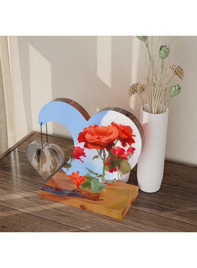 Evlution Heart Resin Mold 3D Ornament Photo Frame Silicone Resin Art Display Mold Epoxy Casting Mold for Anniversary Table Office Décor (USXQM2796A) - Image 3