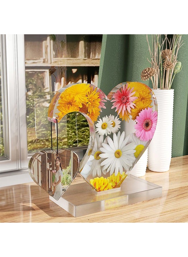 Evlution Heart Resin Mold 3D Ornament Photo Frame Silicone Resin Art Display Mold Epoxy Casting Mold for Anniversary Table Office Décor (USXQM2796A) - Image 2