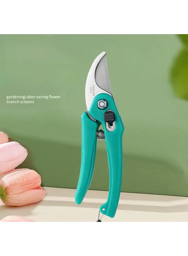 PH180 Curved Pruning Shears High Carbon Steel Ergonomic Handheld Garden Tool For Fruit Tree Branches Trimming Sharp Blades Comfortable Grip Sturdy Construction Turquoise - Image 4