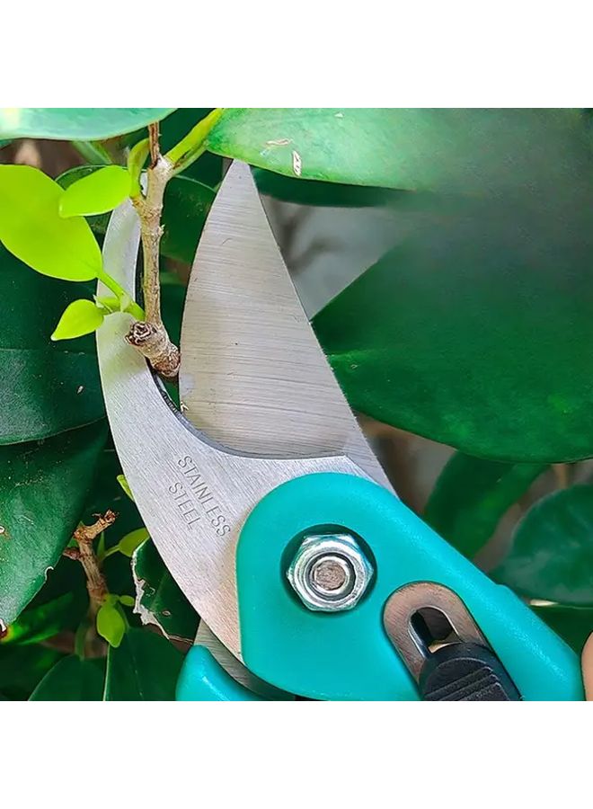 PH180 Curved Pruning Shears High Carbon Steel Ergonomic Handheld Garden Tool For Fruit Tree Branches Trimming Sharp Blades Comfortable Grip Sturdy Construction Turquoise - Image 1