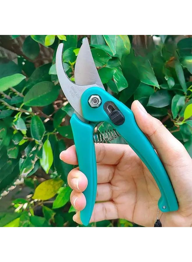 PH180 Curved Pruning Shears High Carbon Steel Ergonomic Handheld Garden Tool For Fruit Tree Branches Trimming Sharp Blades Comfortable Grip Sturdy Construction Turquoise - Image 2