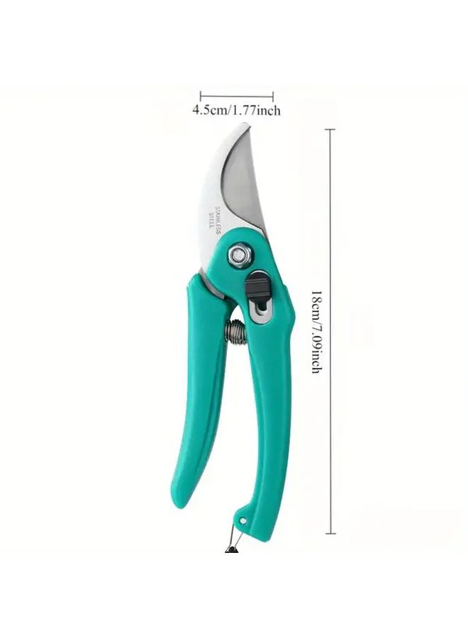 PH180 Curved Pruning Shears High Carbon Steel Ergonomic Handheld Garden Tool For Fruit Tree Branches Trimming Sharp Blades Comfortable Grip Sturdy Construction Turquoise - Image 3