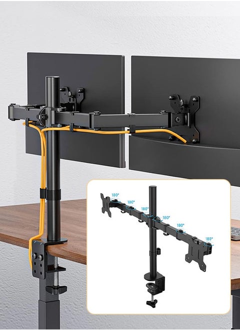 Dual LCD Heavy Duty Adjustable Monitor Desk Mount Stand 13 to 27in Dual Monitor Desk Mount