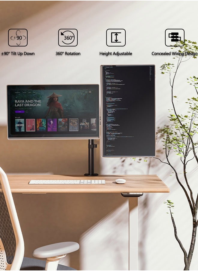 أوكيوز - حامل شاشة LCD مزدوج قابل للتعديل ومتين للمكتب من 13 إلى 27 بوصة - Image 1