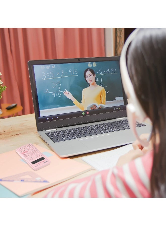 SYOSI 2 Pcs Scientific Calculators, Engineering Scientific Calculator with 240 Functions, Scientific Calculator with Digital LCD Display for Students, Teachers and Business Use (Pink, Blue) - Image 3