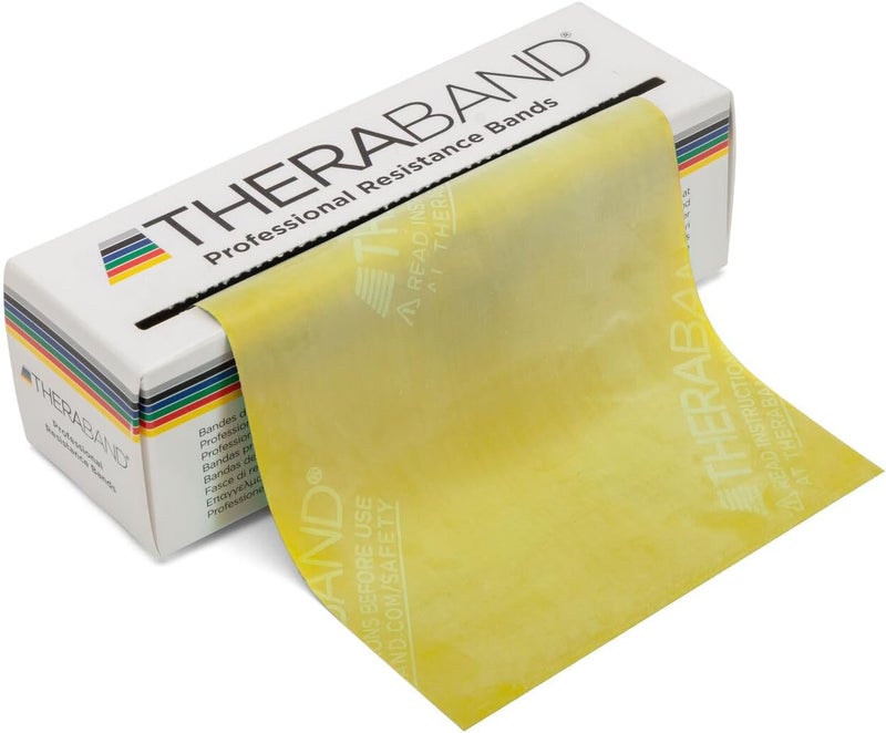 TheraBand أشرطة المقاومة الاحترافية من ثيراباند - لفة بطول 6 ياردات، صفراء، رقيقة للتمارين وإعادة التأهيل - Image 1