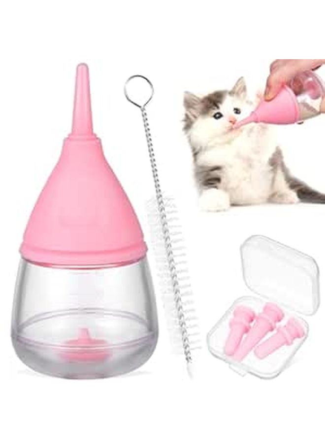 Pet Nursing Bottle Kit For Newborn Kittens Puppies With Soft Nipples And Cleaning Brush - Image 1