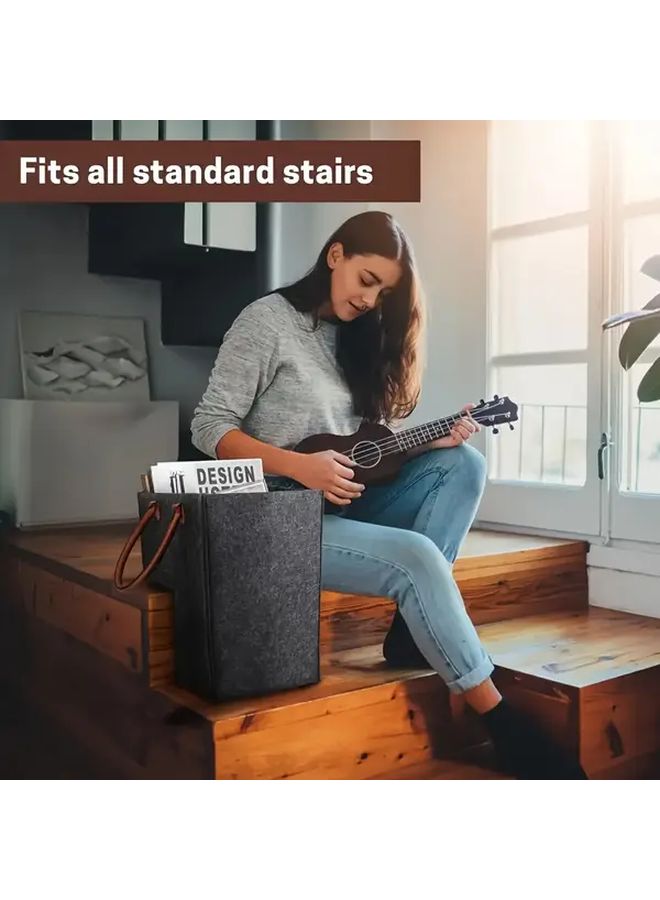 Dark Gray Foldable Stair Storage Basket With Observation Window And Handles - Image 5