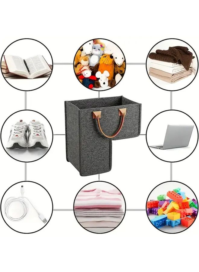 Dark Gray Foldable Stair Storage Basket With Observation Window And Handles - Image 4