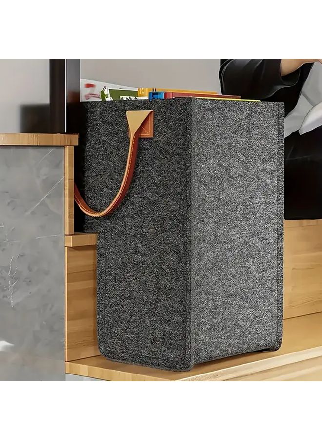 Dark Gray Foldable Stair Storage Basket With Observation Window And Handles - Image 3