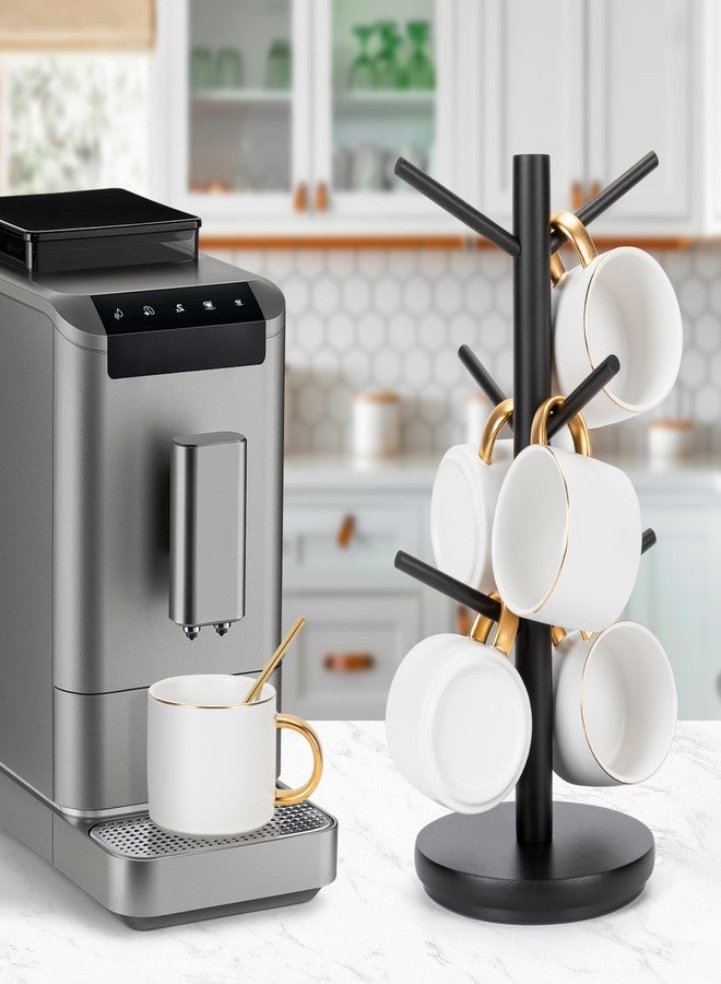 ماي لايف أونيت حامل أكواب ماي لايف يونيت، حامل أكواب قهوة قابل للدوران 360 درجة مع 6 خطافات، منظم أكواب قهوة خشبي لسطح الطاولة، ملحقات ركن القهوة (أسود) - Image 4