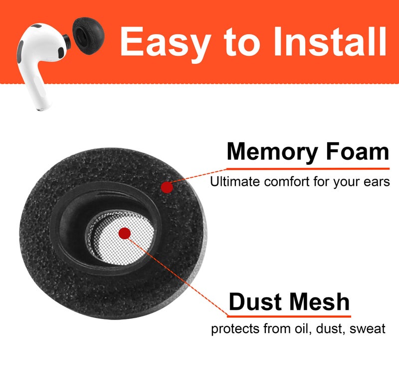 NANLANFAN Replacement Memory Foam Ear Tips for AirPods Pro 3 Earbuds, Ultimate Comfort, Compatible with AirPods Pro 3rd Generation 2025, 3 Pairs (Black, Assorted S/M/L) - Image 4