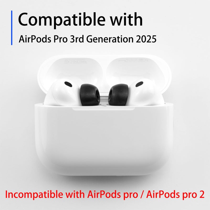 NANLANFAN Replacement Memory Foam Ear Tips for AirPods Pro 3 Earbuds, Ultimate Comfort, Compatible with AirPods Pro 3rd Generation 2025, 3 Pairs (Black, Assorted S/M/L) - Image 2