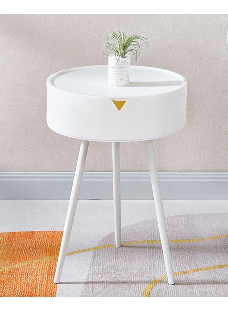 DubaiGallery Modern Simple Design Bedside Cabinet, Small Round Cabinet for Bedroom and Small Room Storage - Image 1