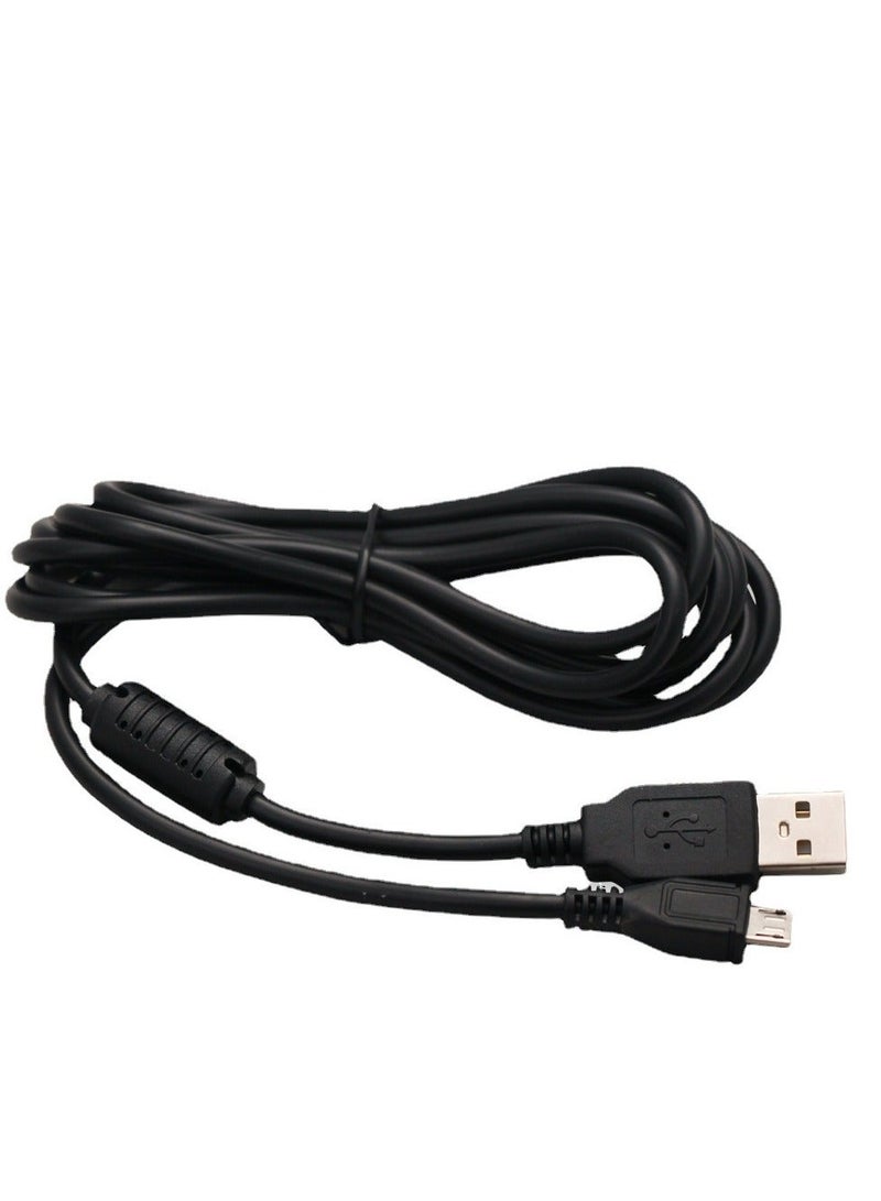 2m Micro USB Charging Data Cable Compatible with PS4, PS4 Slim and PS4 Pro Controllers, Ferrite Core Play-and-Charge Cord, Black - Image 3