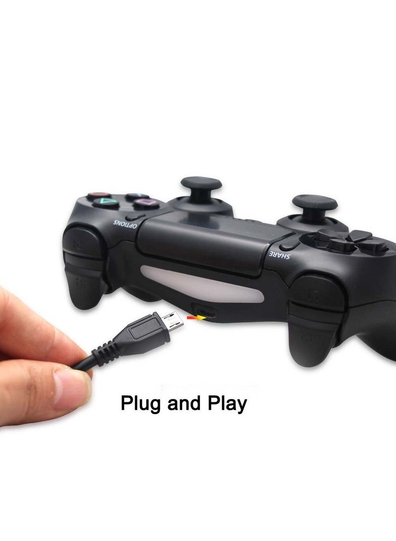2m Micro USB Charging Data Cable Compatible with PS4, PS4 Slim and PS4 Pro Controllers, Ferrite Core Play-and-Charge Cord, Black - Image 2