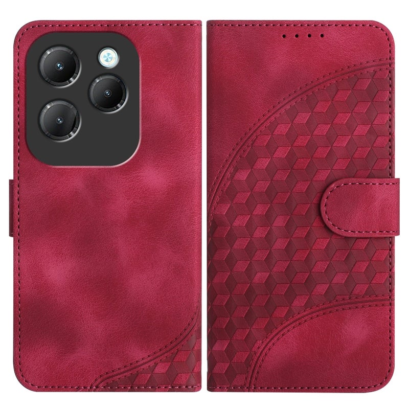 HuHa Protective Cover For Infinix Hot 40 Elephant Head Embossed Phone Leather Case with Lanyard(Rose Red) - Image 1