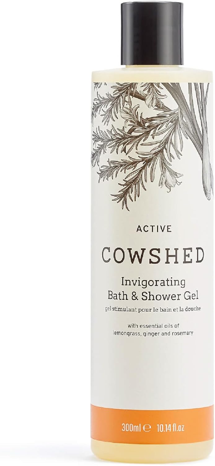 Cowshed Bath Shower Gel 300ml Active Invigorating Body Wash for Women Men Natural Body Wash No Parabens Hydrating Vegan Shower Gel with Lemongrass Ginger Rosemary