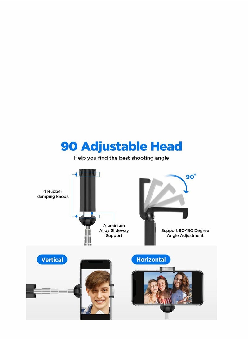 KASTWAVE - Bluetooth Selfie Stick, Lightweight Aluminum All in One Extendable Selfie Sticks Compact Design for iPhone 12, 11 Pro Max/12, 11 Pro/12, 11/XS/XS Max/XR/X,... - Image 1