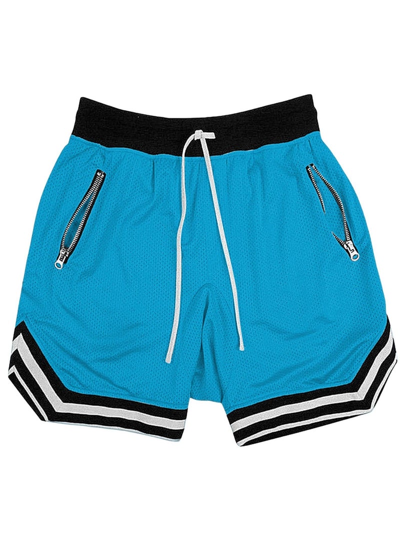 general Plus Size Casual Men Striped Basketball Shorts Summer Drawstring Sports Pants - Image 1