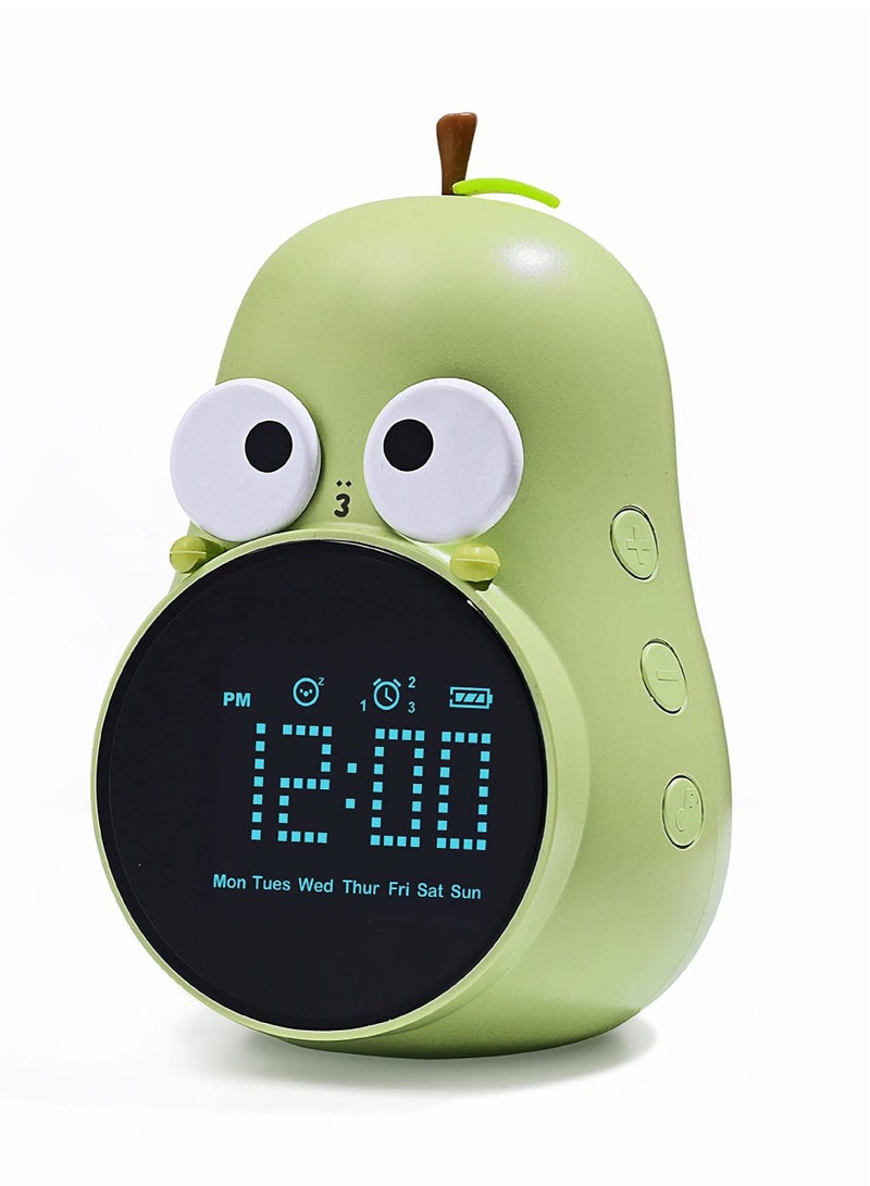 SYOSI Kids Alarm Clock for Girls Pear Alarm Clock to Wake Alarm Clock for Kids Sleep Training Clock with Night Light and Sleep Sound Machine for Toddlers Boys Girls Teens Bedrooms - Image 1