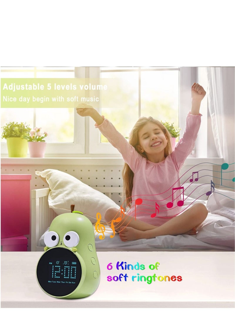 SYOSI Kids Alarm Clock for Girls Pear Alarm Clock to Wake Alarm Clock for Kids Sleep Training Clock with Night Light and Sleep Sound Machine for Toddlers Boys Girls Teens Bedrooms - Image 4