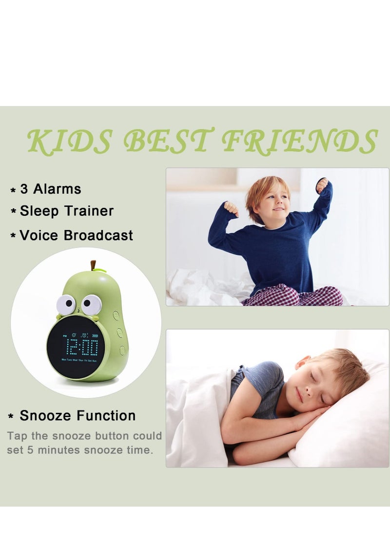 SYOSI Kids Alarm Clock for Girls Pear Alarm Clock to Wake Alarm Clock for Kids Sleep Training Clock with Night Light and Sleep Sound Machine for Toddlers Boys Girls Teens Bedrooms - Image 5