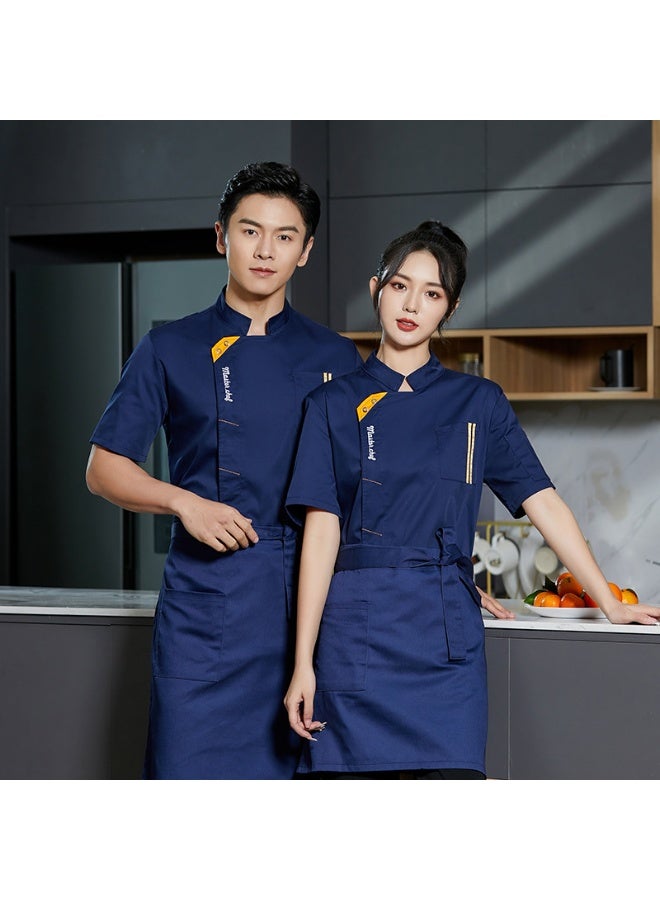 NIBEMINENT Chef Overalls Men's Kitchen Short Sleeve Hotel Chef Uniform Breathable Mesh Restaurant Chef - Image 1